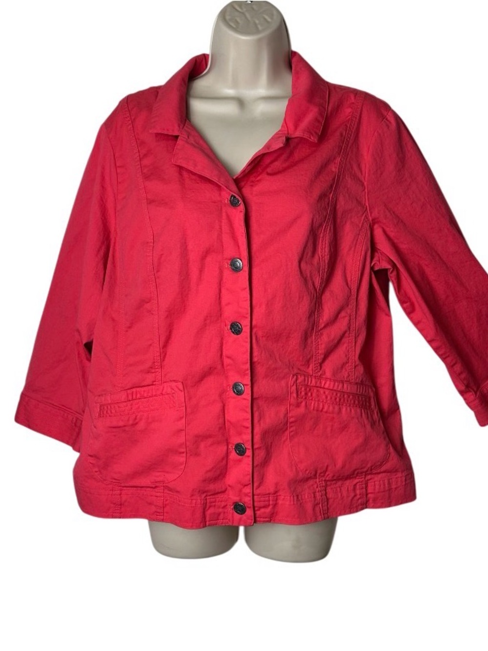 Christopher & Banks Coral Pink Button-Front Jacket - Picture 1 of 6